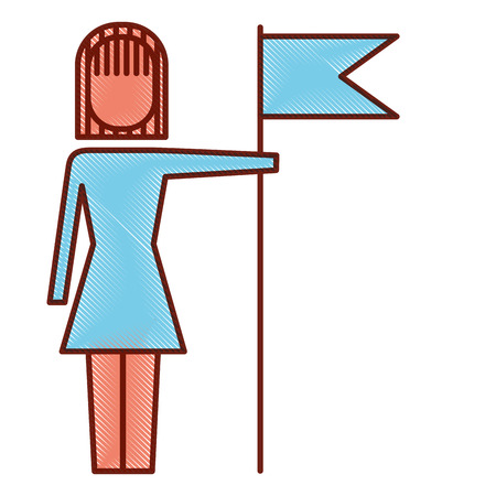 businessman holding flag in pole achievement vector illustrationのイラスト素材