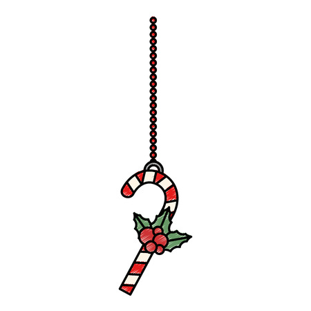 Christmas cane hanging decorative icon illustration design.のイラスト素材