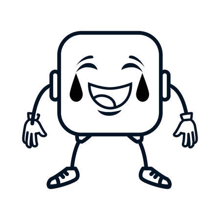 very happy emoji kawaii character vector illustration designのイラスト素材