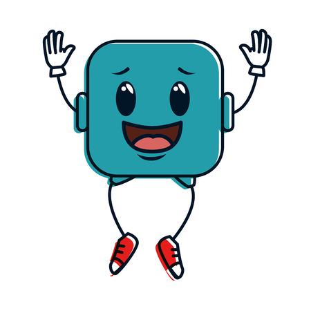 happy emoji square character vector illustration designのイラスト素材