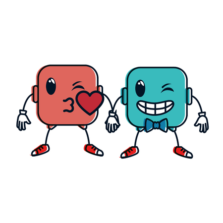 couple face emoji characters vector illustration designのイラスト素材