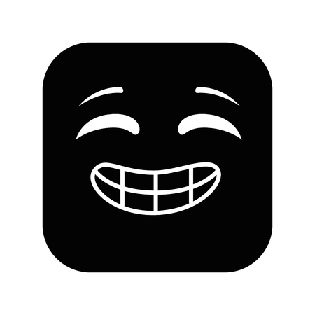 happy emoji square character vector illustration designのイラスト素材