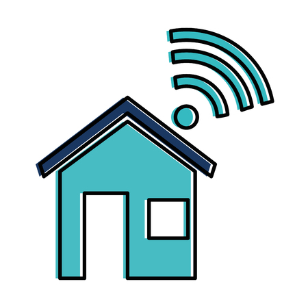 House silhouette with wifi signal vector illustration designのイラスト素材
