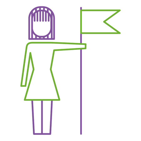 Businesswoman holding flag in pole achievement vector illustrationのイラスト素材