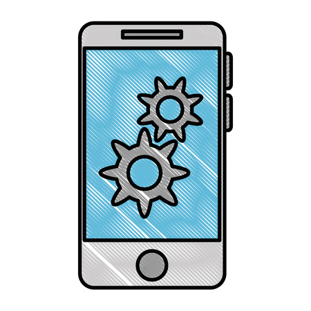 smartphone device with gears vector illustration designの写真素材