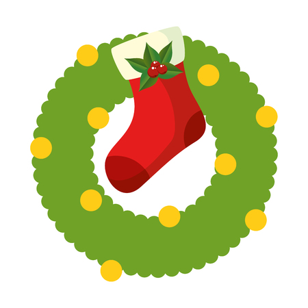 christmas crown with socks decorative vector illustration designのイラスト素材