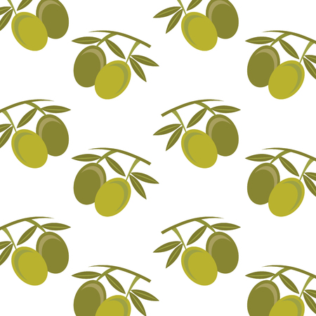 seamless pattern vnutrition olive leaves fruit ector illustrationのイラスト素材