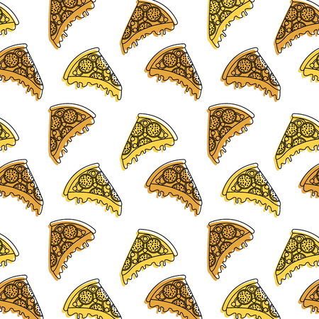 fast food pizza seamless pattern vector illustrationのイラスト素材