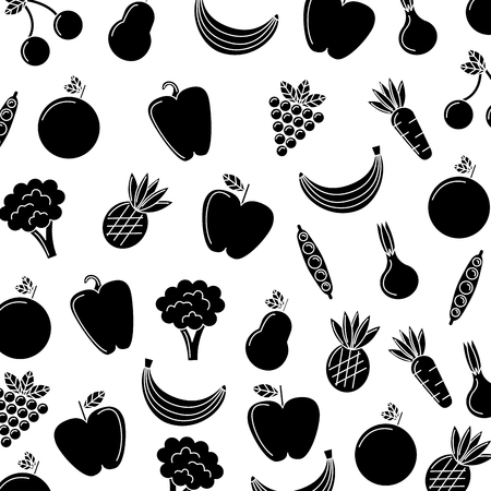 Vegetables and fruits pattern.のイラスト素材
