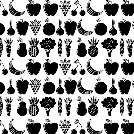 Vegetables and fruits fresh food pattern illustration pictogram design.のイラスト素材