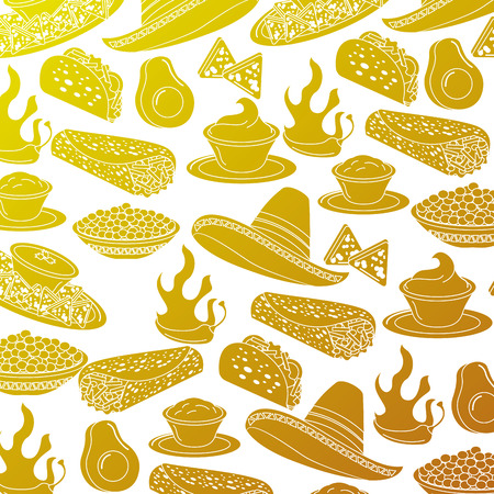 mexican fast food seamless pattern vector illustrationのイラスト素材