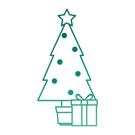 christmas tree with gifts vector illustration designのイラスト素材