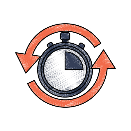 stopwatch or chronometer with arrows time icon image vector illustration design のイラスト素材