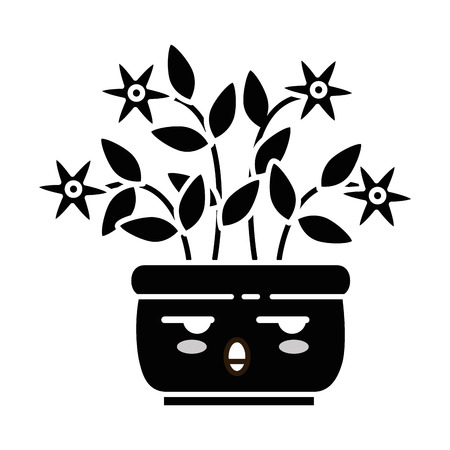 House plant in pot kawaii character vector illustration design.のイラスト素材