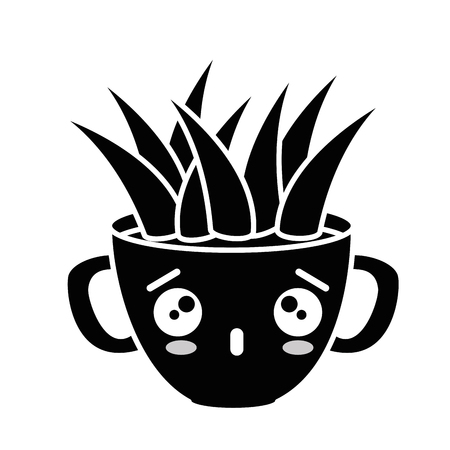 House plant in pot cartoon character illustration.のイラスト素材
