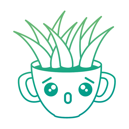 House plant in pot kawaii character vector illustration design.のイラスト素材