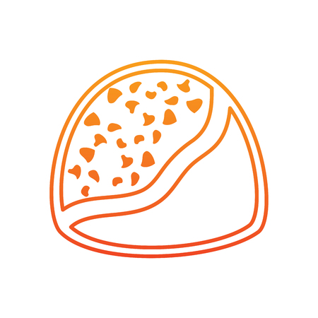 Chocolate bite icon image illustration design in yellow to red ombre line.のイラスト素材