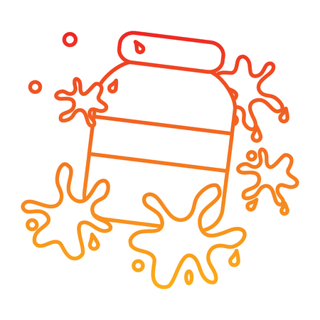 Paint can with splatter icon image  illustration design in yellow to red ombre lineのイラスト素材