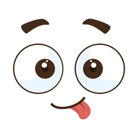 face crazy emoji kawaii character vector illustration designのイラスト素材