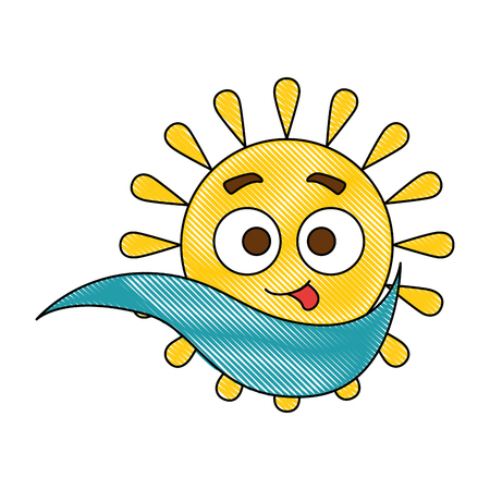 Summer sun crazy character vector illustration design.のイラスト素材