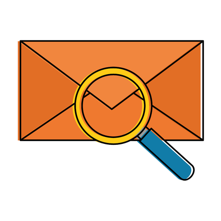 Mail envelope with magnifying glass vector illustration designのイラスト素材