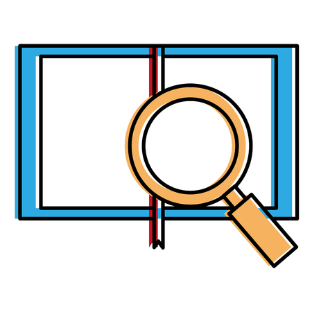 Notebook with magnifying glass vector illustration design.のイラスト素材