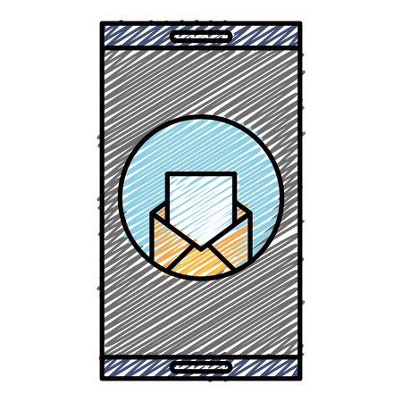 smartphone device with envelope vector illustration designのイラスト素材