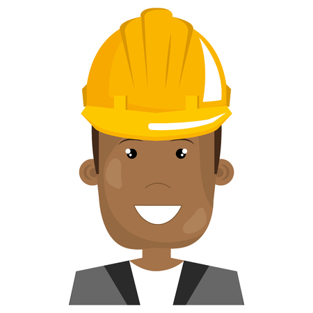 black man with helmet construction vector illustration designのイラスト素材