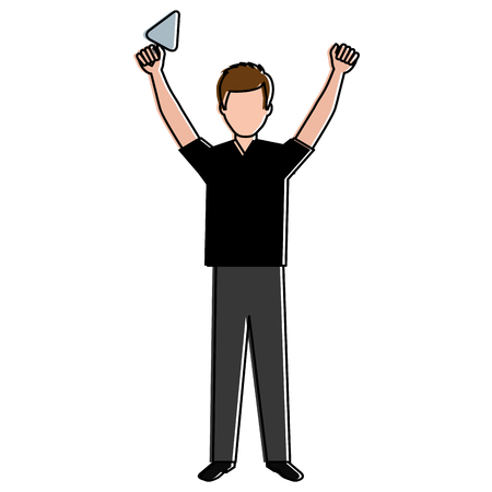 construction worker with spatula avatar vector illustration designのイラスト素材