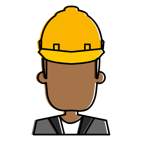 Black man with helmet construction illustration design.のイラスト素材