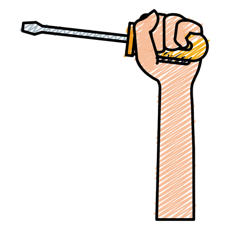 hand with screwdriver isolated icon vector illustration designのイラスト素材