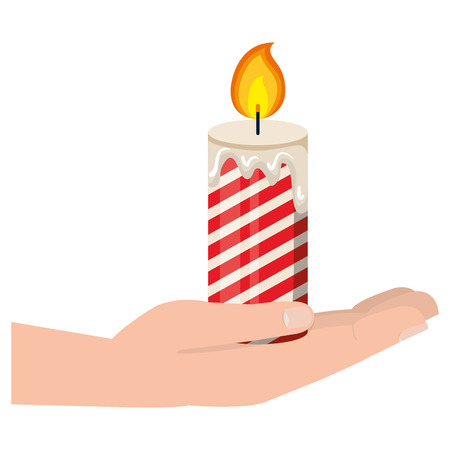 hand with christmas candles decorative icon vector illustration designのイラスト素材