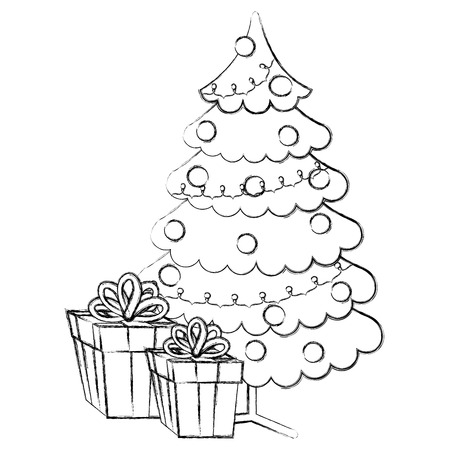 christmas tree with gifts vector illustration designのイラスト素材