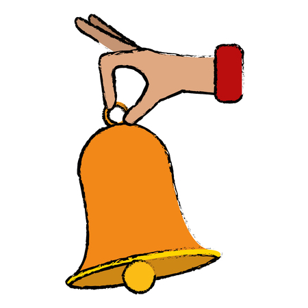 hand with christmas bell decorative icon vector illustration designのイラスト素材