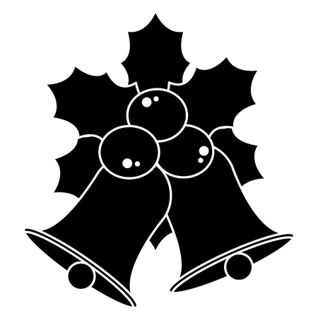 christmas bell with leafs vector illustration designのイラスト素材