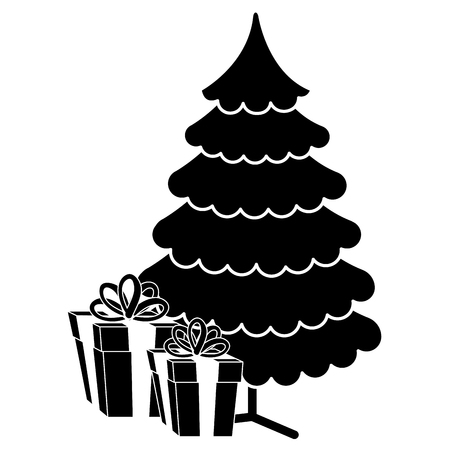 christmas tree with gifts vector illustration designのイラスト素材