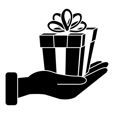 hand with gift box present icon vector illustration designのイラスト素材