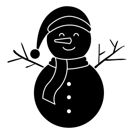 christmas snowman kawaii character vector illustration designのイラスト素材
