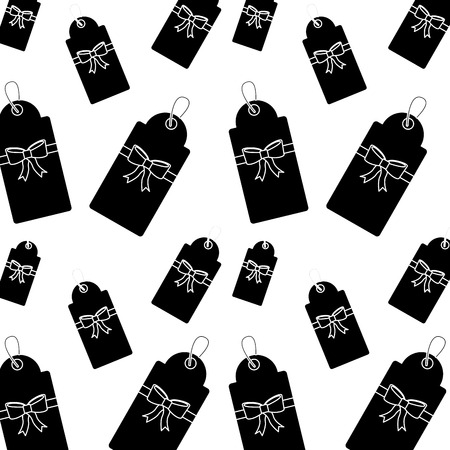 Gift tags christmas related pattern image vector illustration design black and whiteのイラスト素材