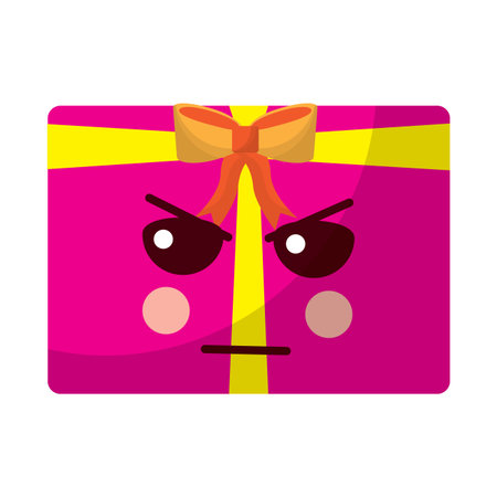 Angry gift box emoji icon image vector illustration designのイラスト素材
