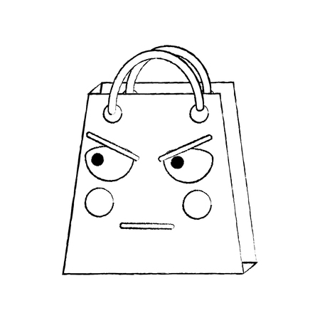 shopping bag angry emoji icon image vector illustration design  のイラスト素材