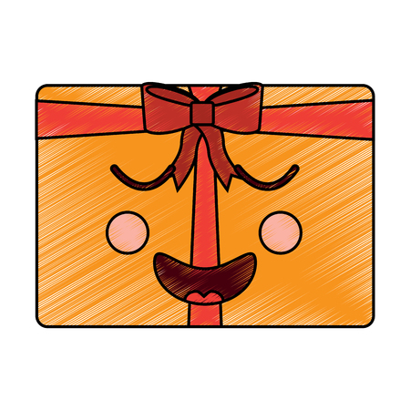 Gift box happy emoji icon image vector illustration designのイラスト素材