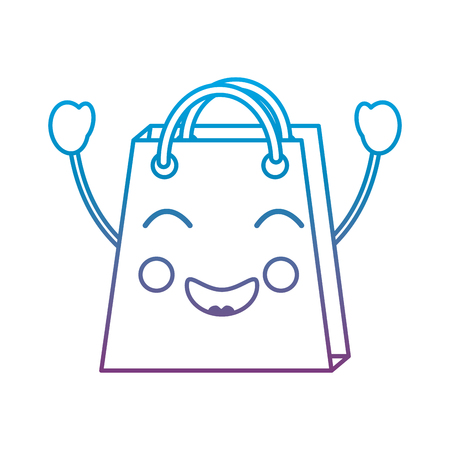 Shopping bag happy emoji icon image vector illustration blue to purple ombre lineのイラスト素材