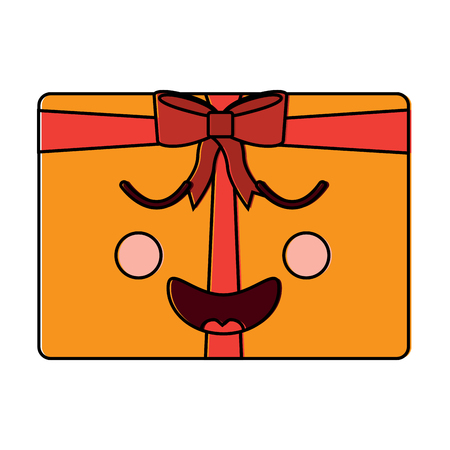 Colored gift box happy emoji icon image vector illustration designのイラスト素材