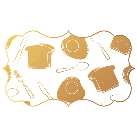 frame with eggs and cutlery pattern background vector illustration designのイラスト素材