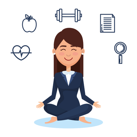 business people meditation lifestyle with business elements illustration designのイラスト素材