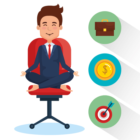business people meditation lifestyle with business elements illustration designのイラスト素材