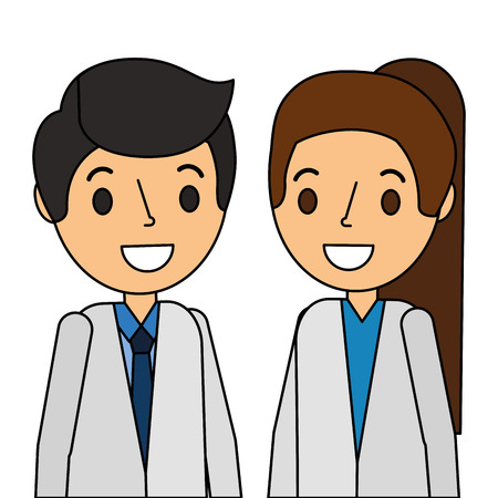 Doctors couple avatars characters vector illustration design.のイラスト素材