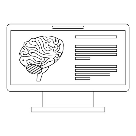 Monitor computer with brain vector illustration design.のイラスト素材