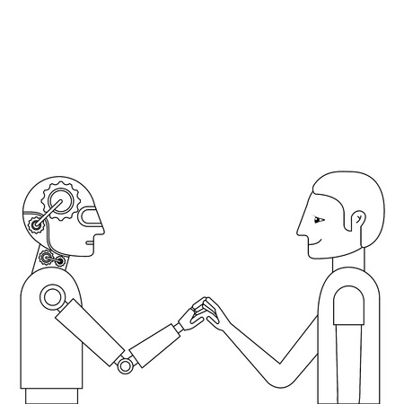 humanoid robot and person profiles vector illustration designのイラスト素材